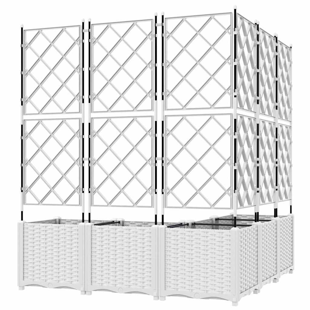 Ghiveci de grădină cu trellis 5 pcs Alb 120 x 120 x 143 cm PP GartenMobel Dekor