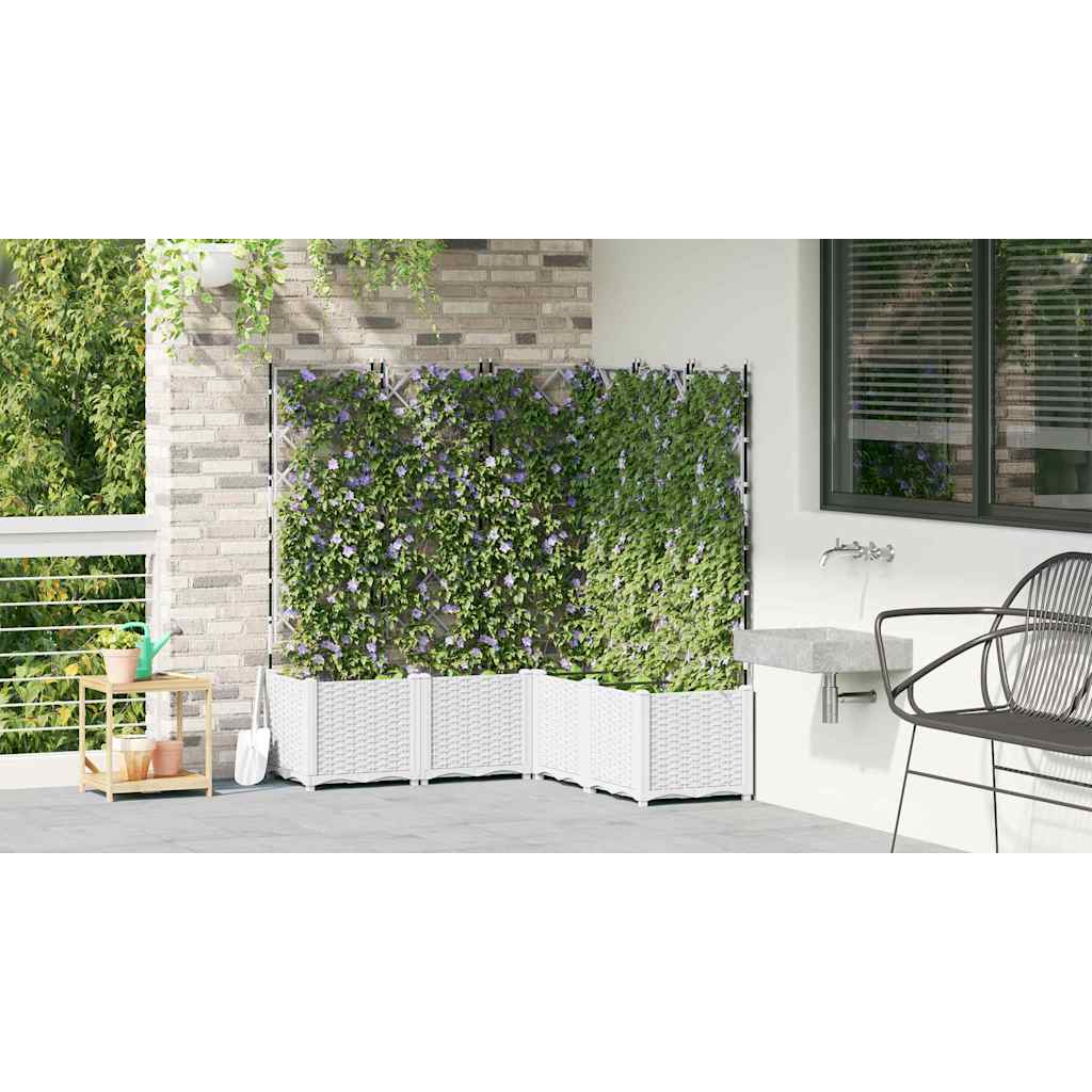 Ghiveci de grădină cu trellis 5 pcs Alb 120 x 120 x 143 cm PP GartenMobel Dekor