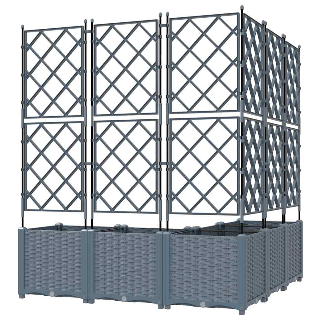 Ghiveci de grădină cu trellis 5 pcs Gri deschis GartenMobel Dekor