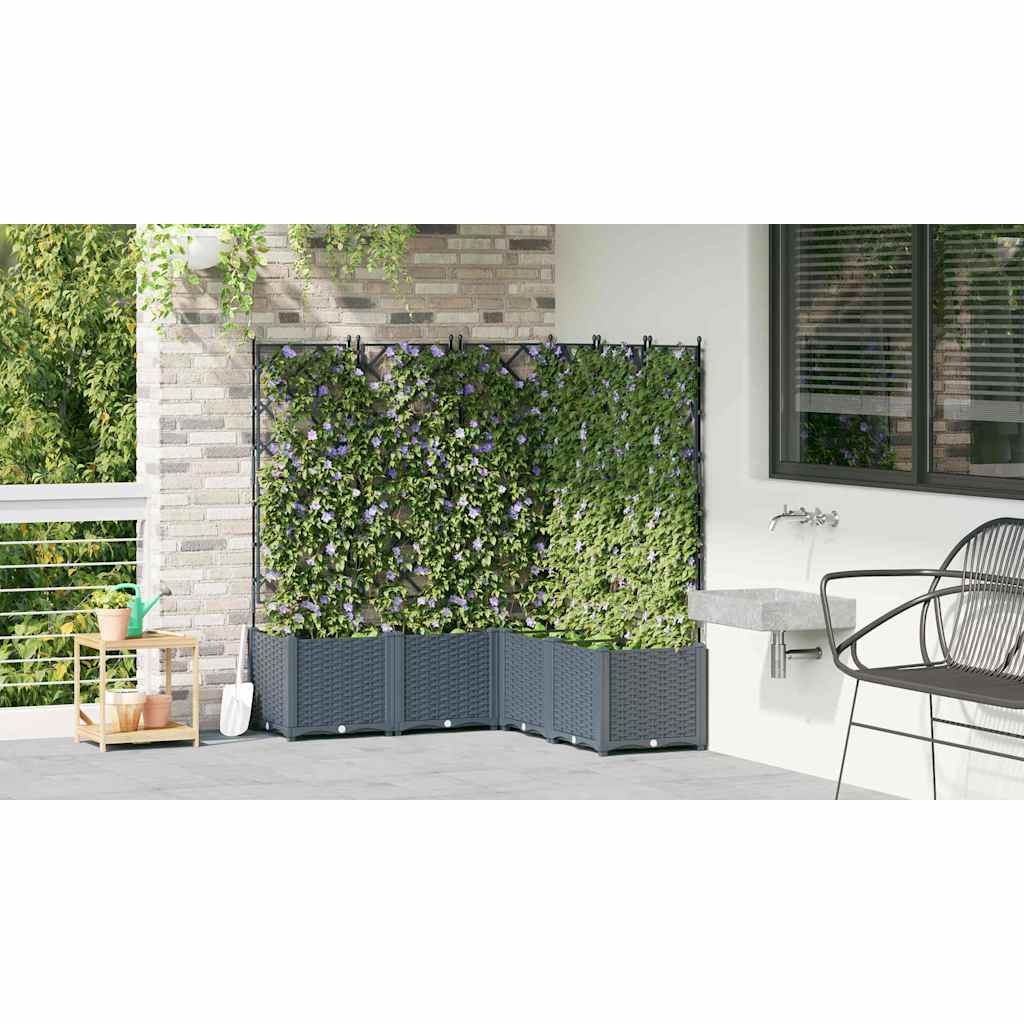 Ghiveci de grădină cu trellis 5 pcs Gri deschis GartenMobel Dekor