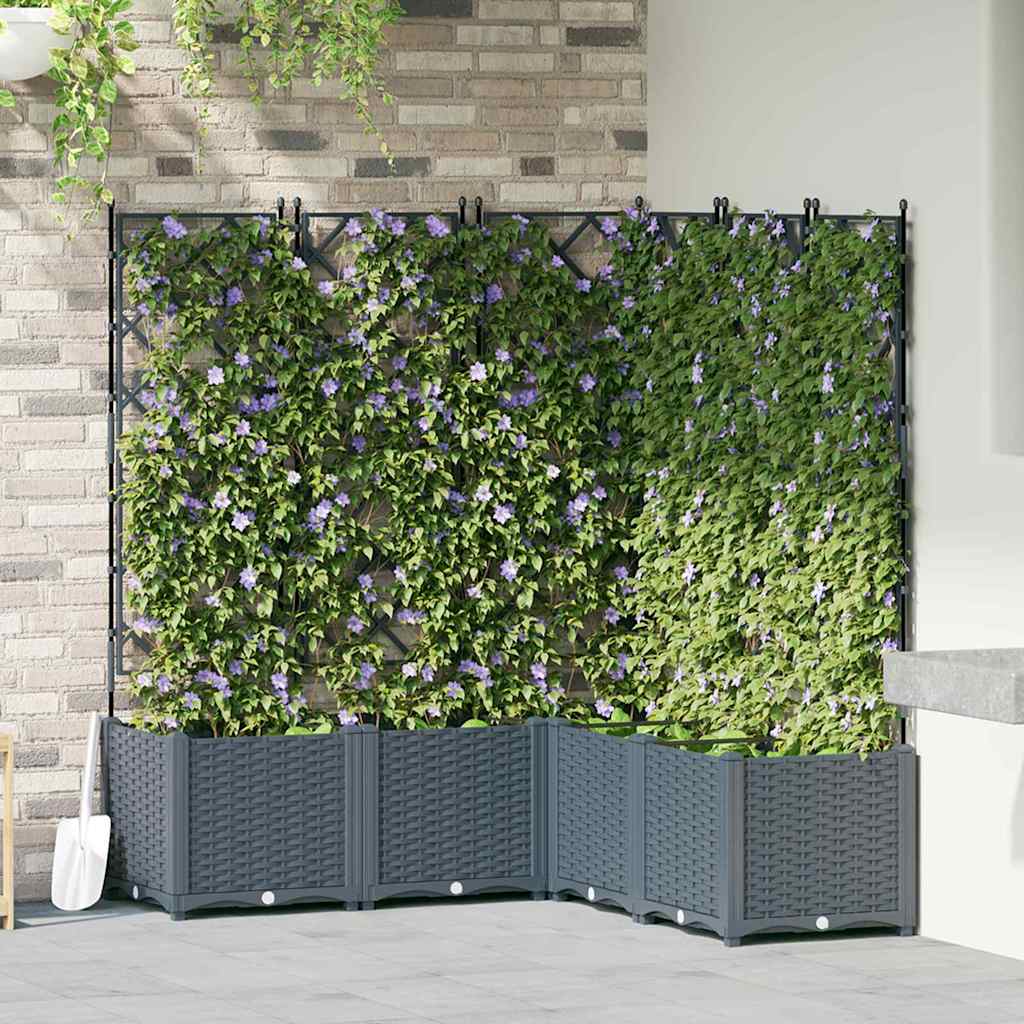 Ghiveci de grădină cu trellis 5 pcs Gri deschis GartenMobel Dekor
