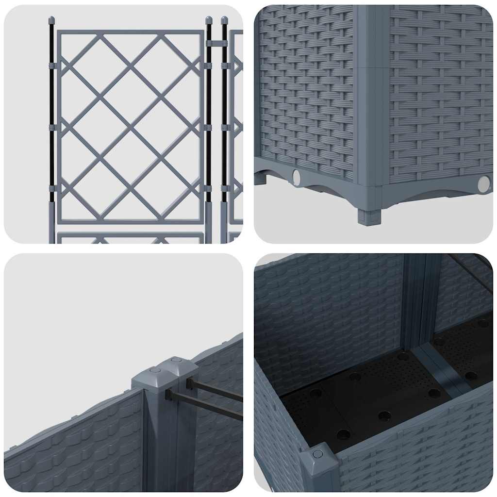 Ghiveci de grădină cu trellis 5 pcs Gri deschis GartenMobel Dekor