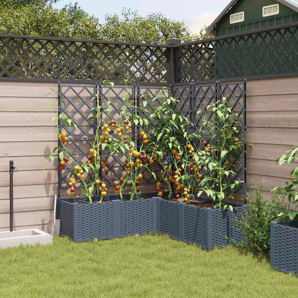 Ghiveci de grădină cu trellis 5 pcs Gri deschis GartenMobel Dekor