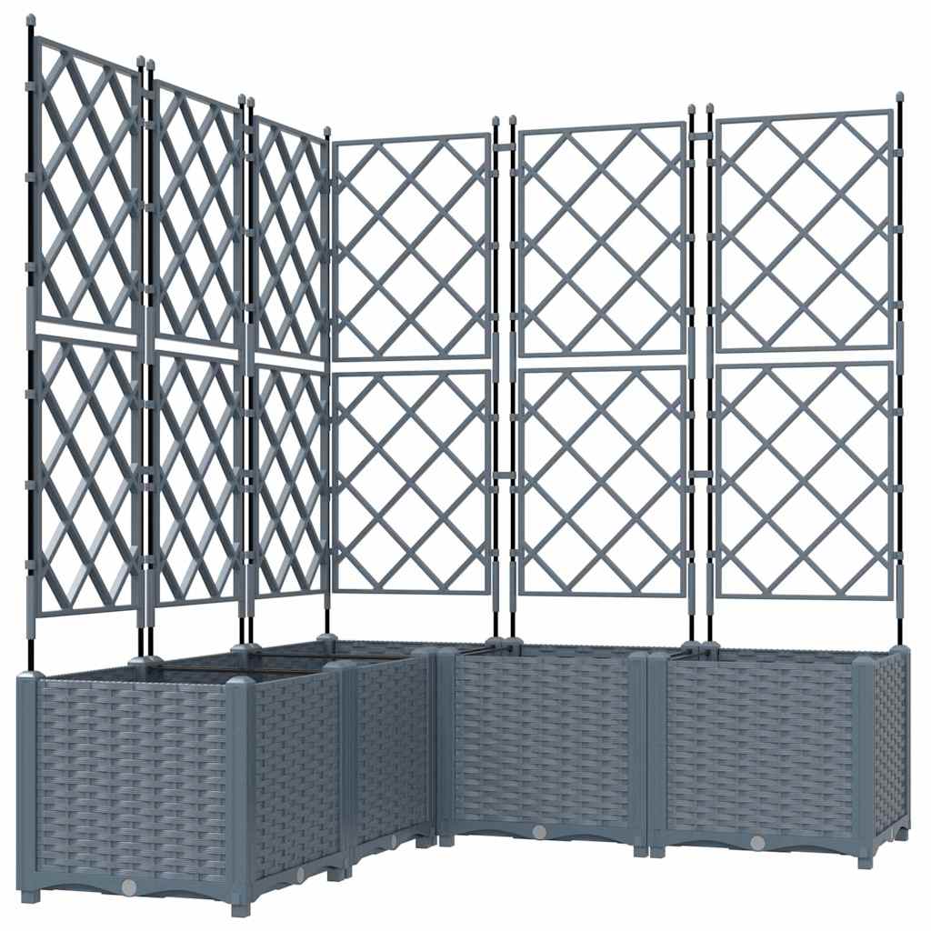 Ghiveci de grădină cu trellis 5 pcs Gri deschis GartenMobel Dekor