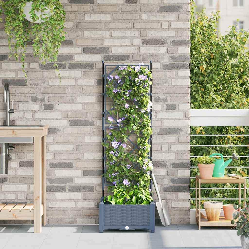 Ghiveci de grădină cu trellis Gri deschis 40 x 40 x 125.5 cm PP GartenMobel Dekor