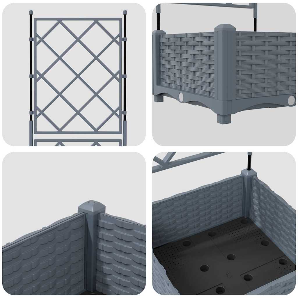 Ghiveci de grădină cu trellis Gri deschis 40 x 40 x 125.5 cm PP GartenMobel Dekor