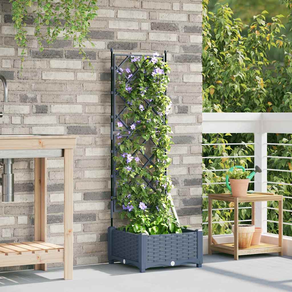 Ghiveci de grădină cu trellis Gri deschis 40 x 40 x 125.5 cm PP GartenMobel Dekor