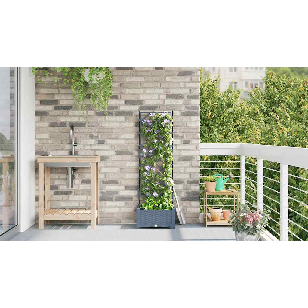 Ghiveci de grădină cu trellis Gri deschis 40 x 40 x 125.5 cm PP GartenMobel Dekor
