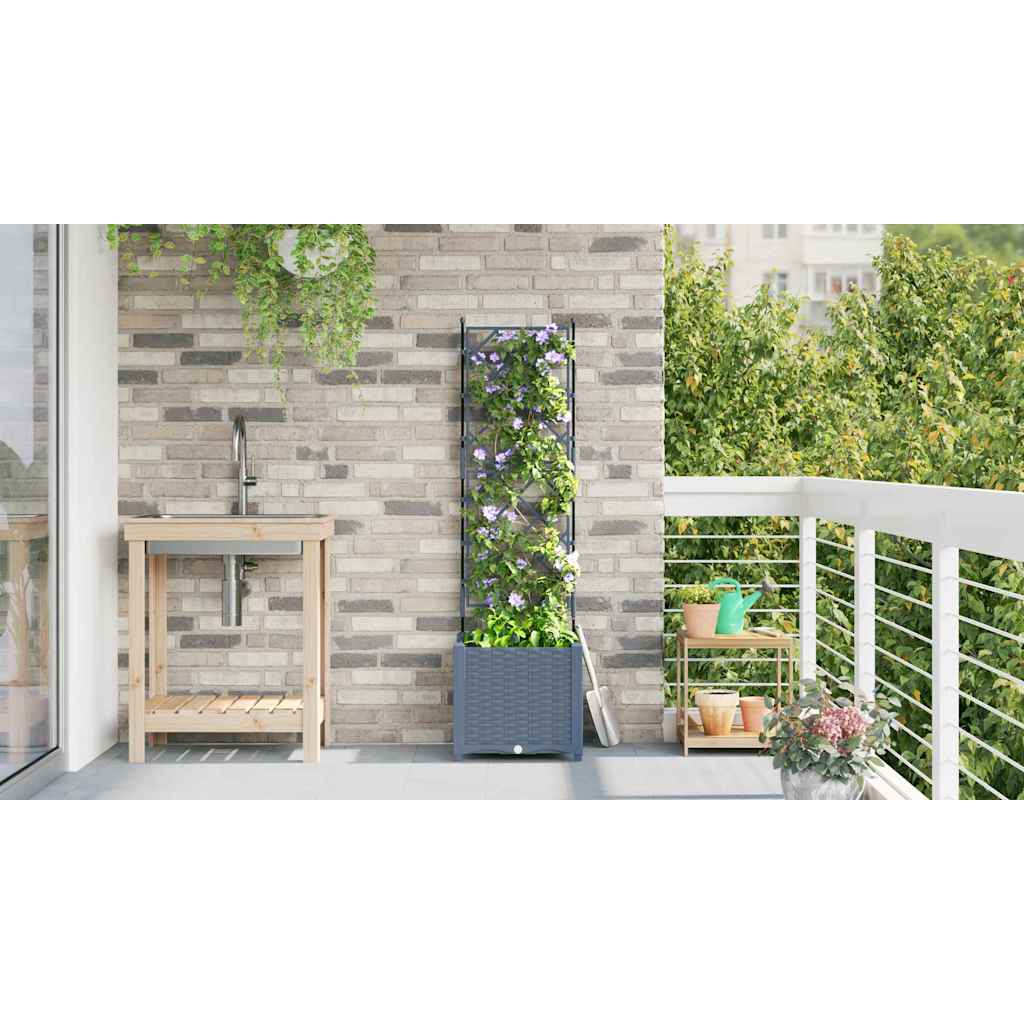 Ghiveci de grădină cu trellis Gri deschis 40 x 40 x 143 cm PP GartenMobel Dekor