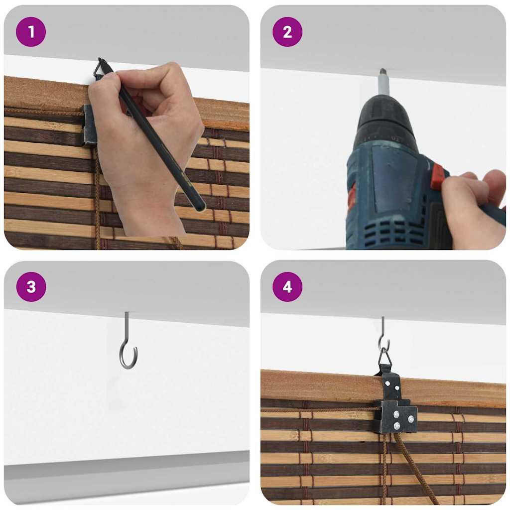 Jaluzea pentru Fereastră Geometric Maro 150 x 220 cm Bambus GartenMobel Dekor