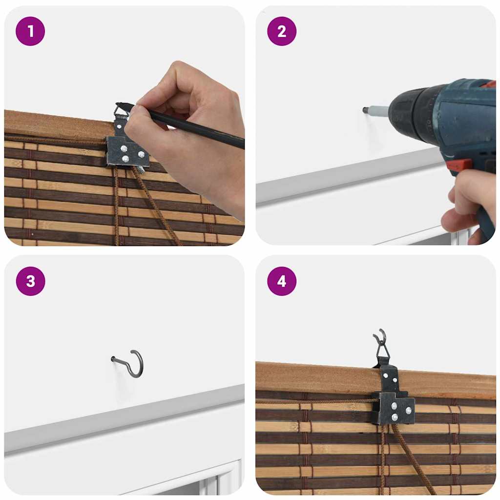 Jaluzea pentru Fereastră Geometric Maro 150 x 220 cm Bambus GartenMobel Dekor