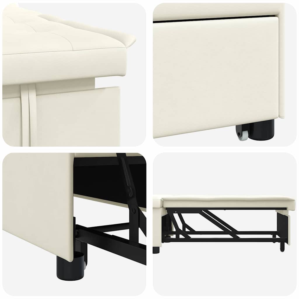 Canapea extensibilă Crem 67 x 194 x 38 cm Catifea GartenMobel Dekor