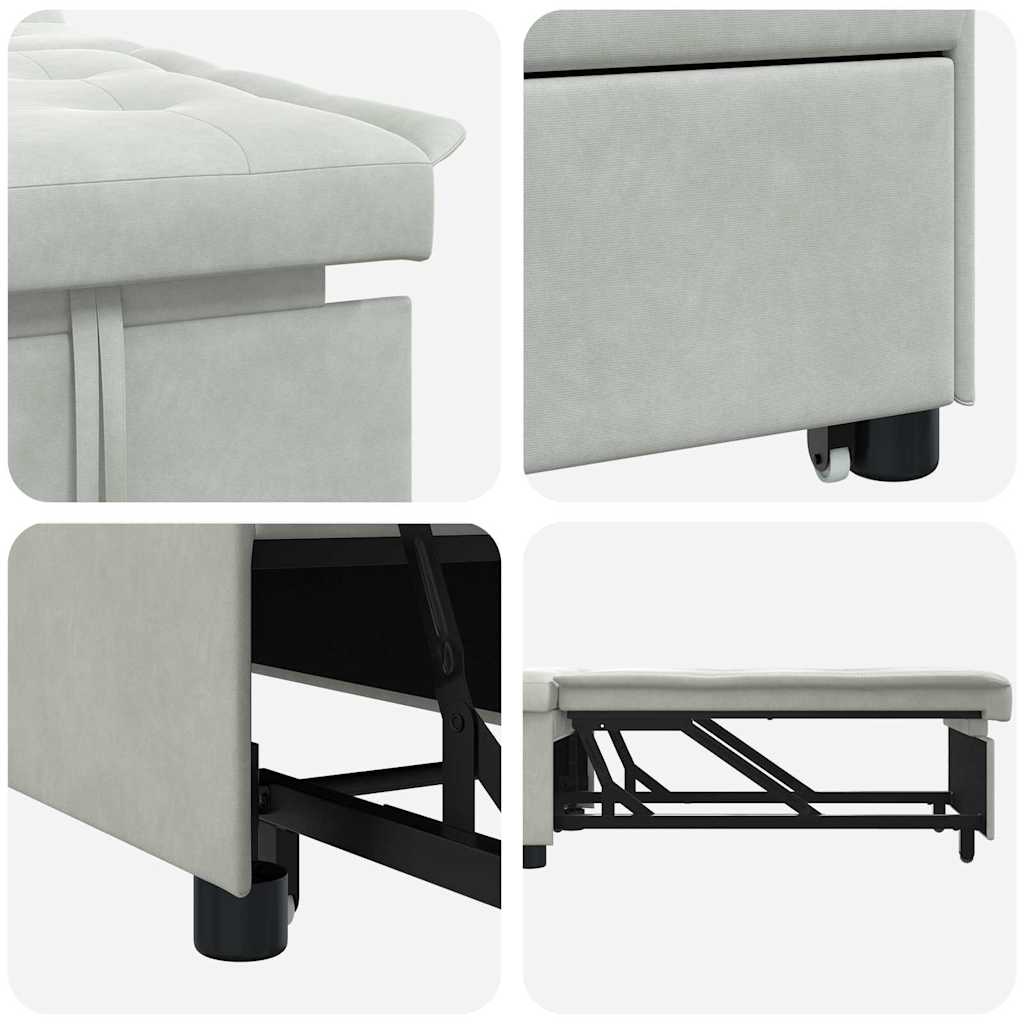 Canapea extensibilă Gri deschis 67 x 194 x 38 cm Catifea GartenMobel Dekor