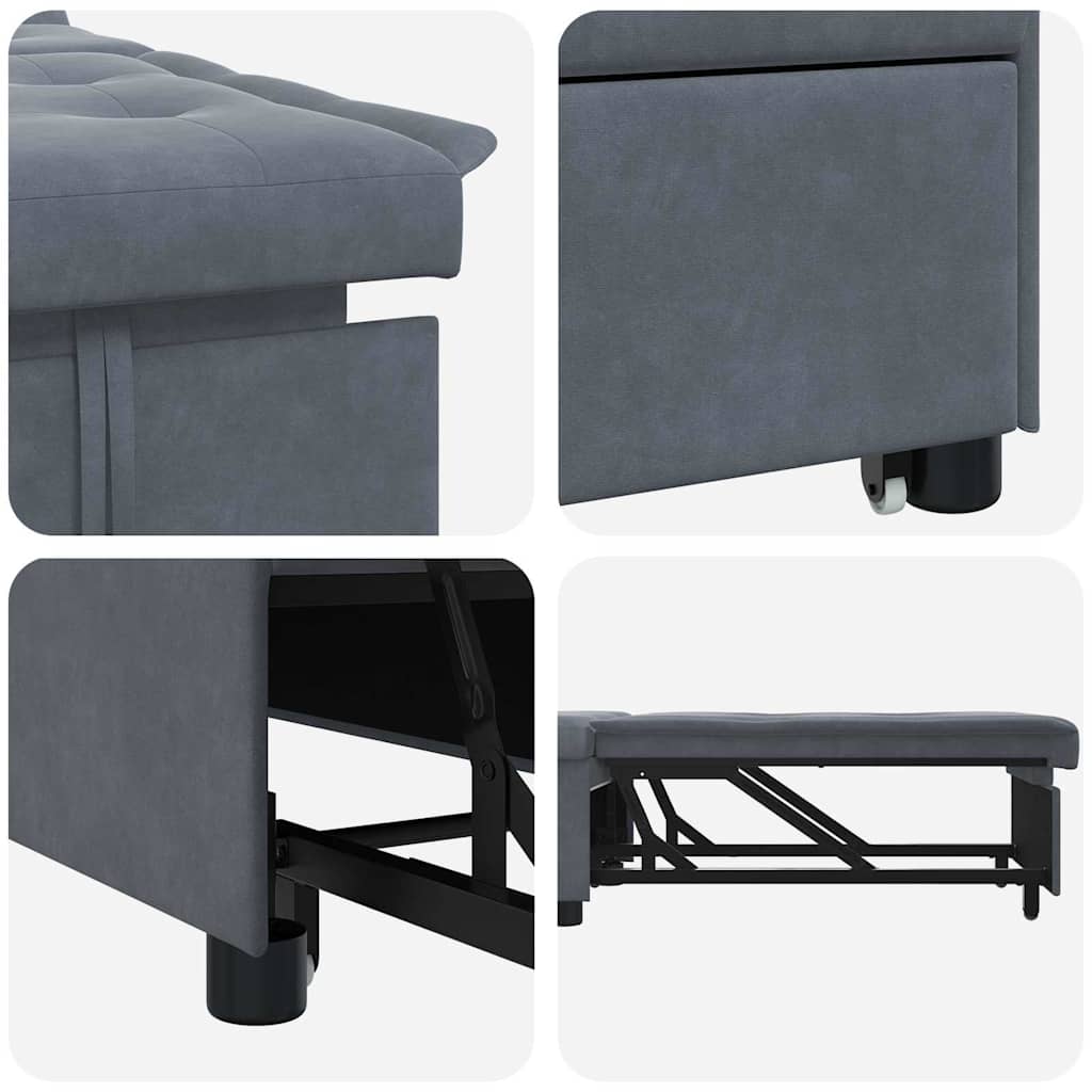 Canapea extensibilă Gri închis 67 x 194 x 38 cm Catifea GartenMobel Dekor
