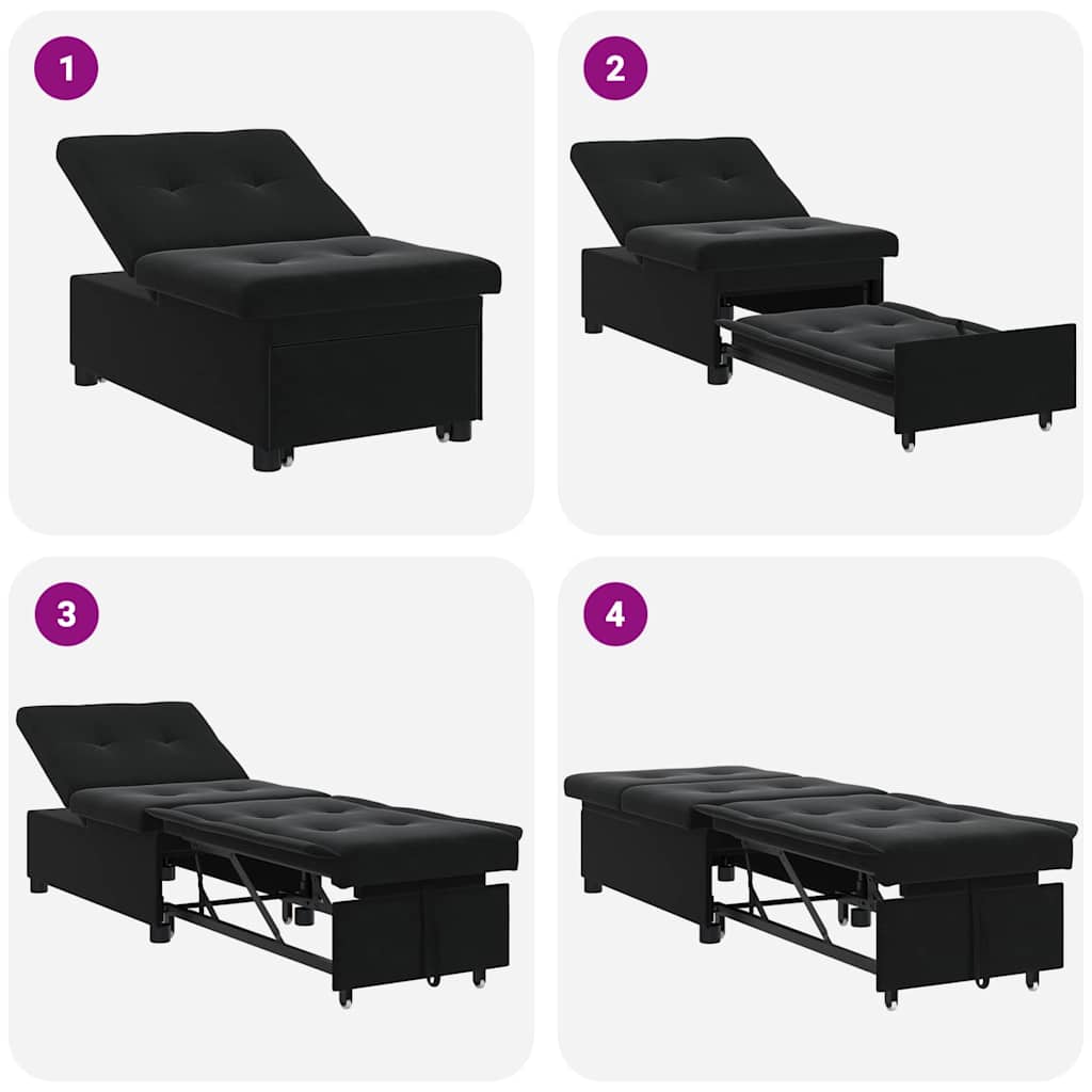 Canapea extensibilă Negru 67 x 194 x 38 cm Catifea GartenMobel Dekor
