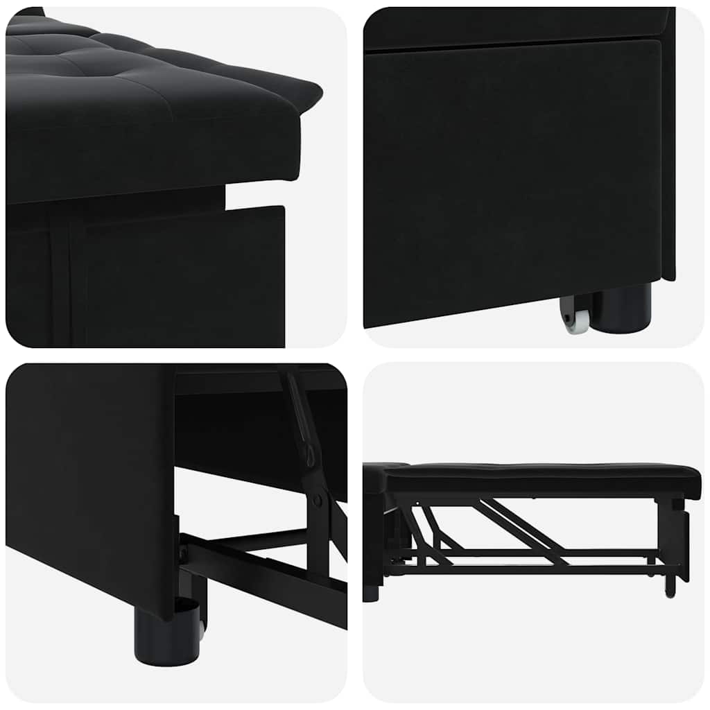 Canapea extensibilă Negru 67 x 194 x 38 cm Catifea GartenMobel Dekor