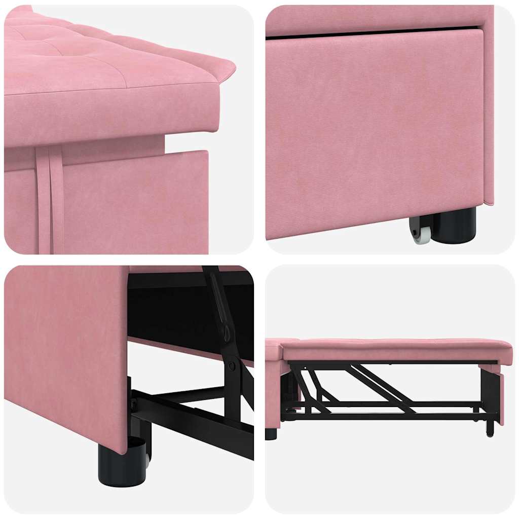 Canapea extensibilă Roz 67 x 194 x 38 cm Catifea GartenMobel Dekor