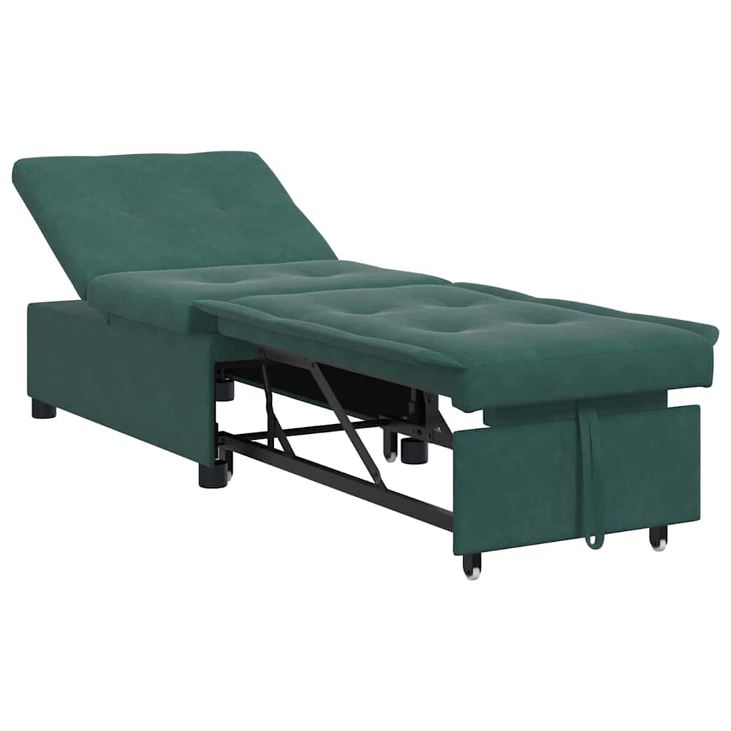 Canapea extensibilă Verde închis 67 x 194 x 38 cm Catifea GartenMobel Dekor