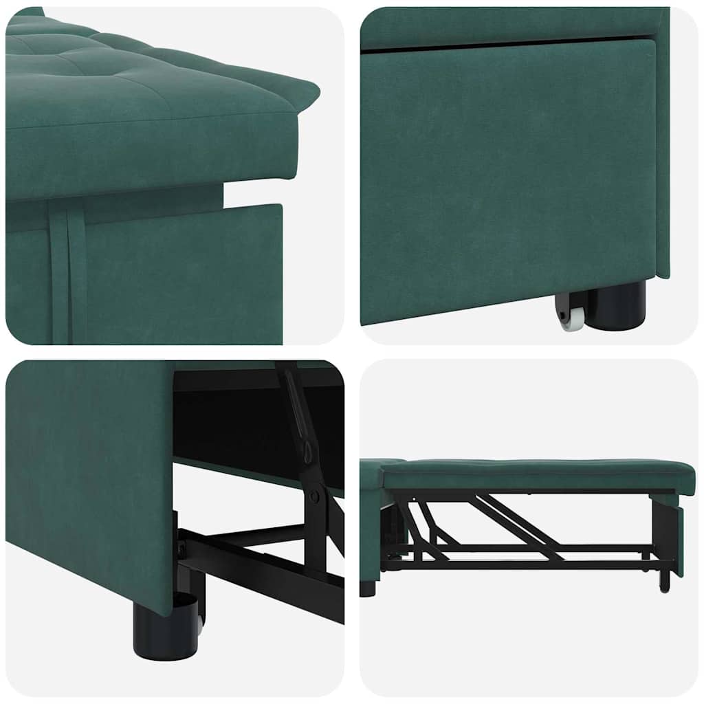 Canapea extensibilă Verde închis 67 x 194 x 38 cm Catifea GartenMobel Dekor