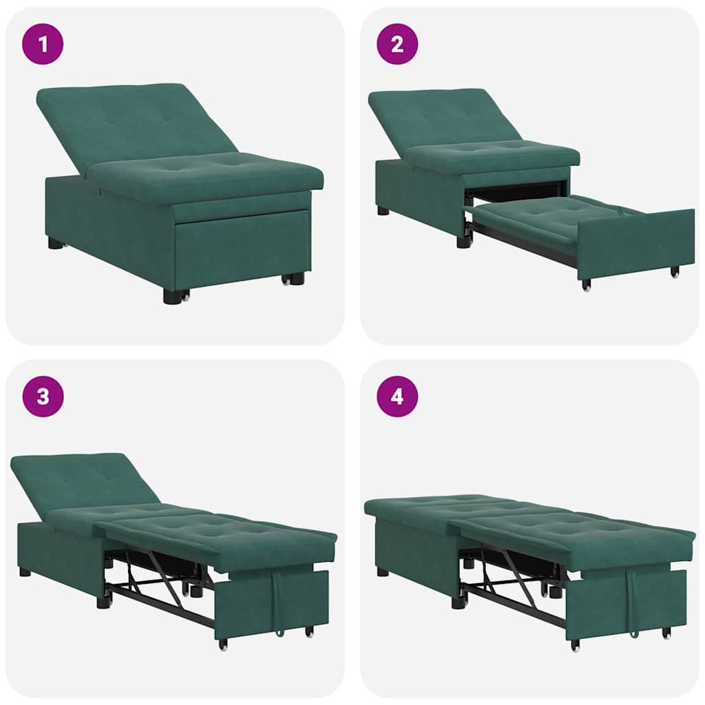 Canapea extensibilă Verde închis 67 x 194 x 38 cm Catifea GartenMobel Dekor