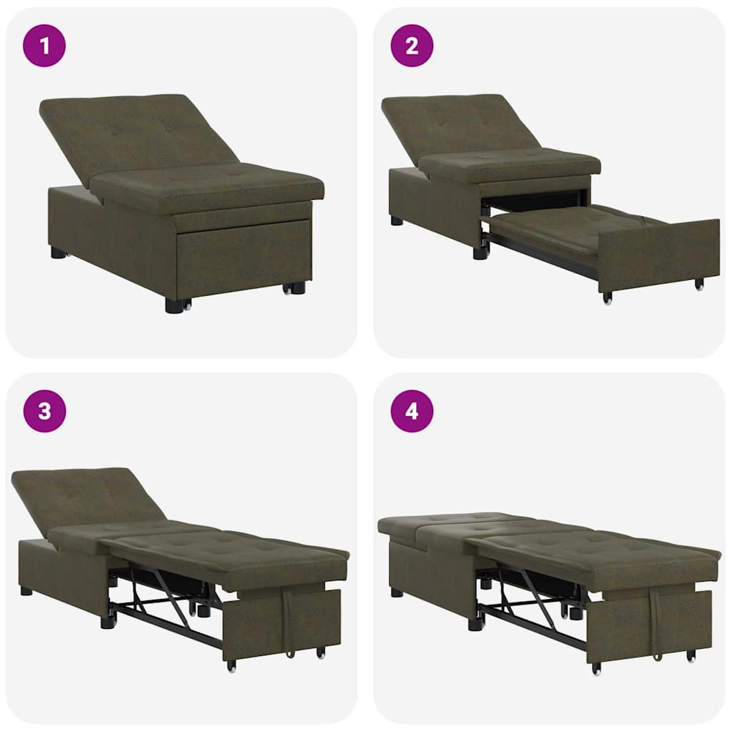 Canapea extensibilă Verde militar 67 x 194 x 38 cm GartenMobel Dekor