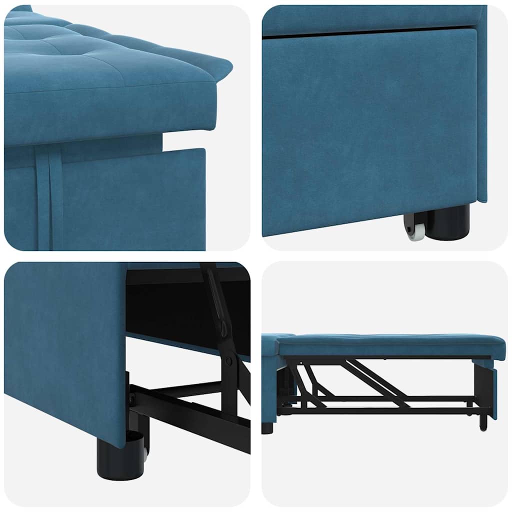 Canapea extensibilă albastru 67 x 194 x 38 cm Catifea GartenMobel Dekor