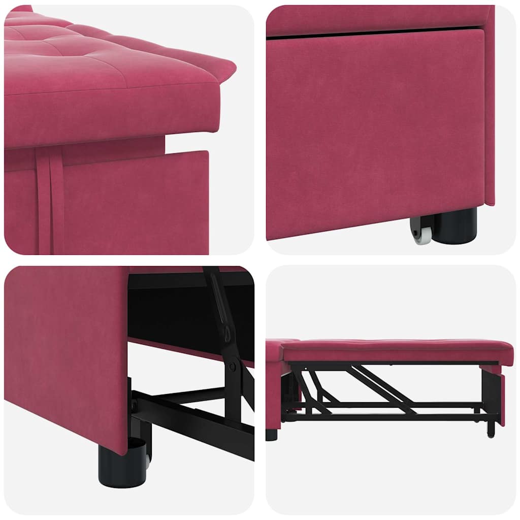 Canapea extensibilă bordo 67 x 194 x 38 cm Catifea GartenMobel Dekor
