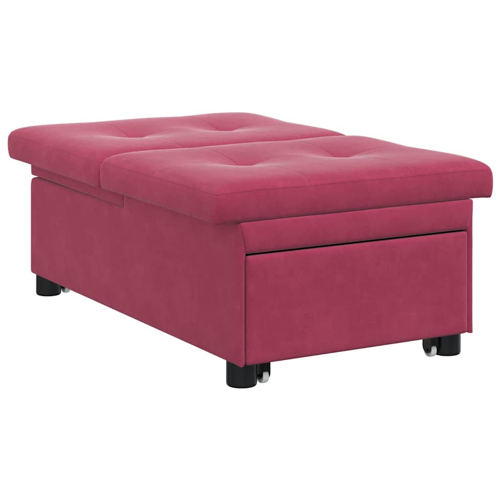 Canapea extensibilă bordo 67 x 194 x 38 cm Catifea GartenMobel Dekor