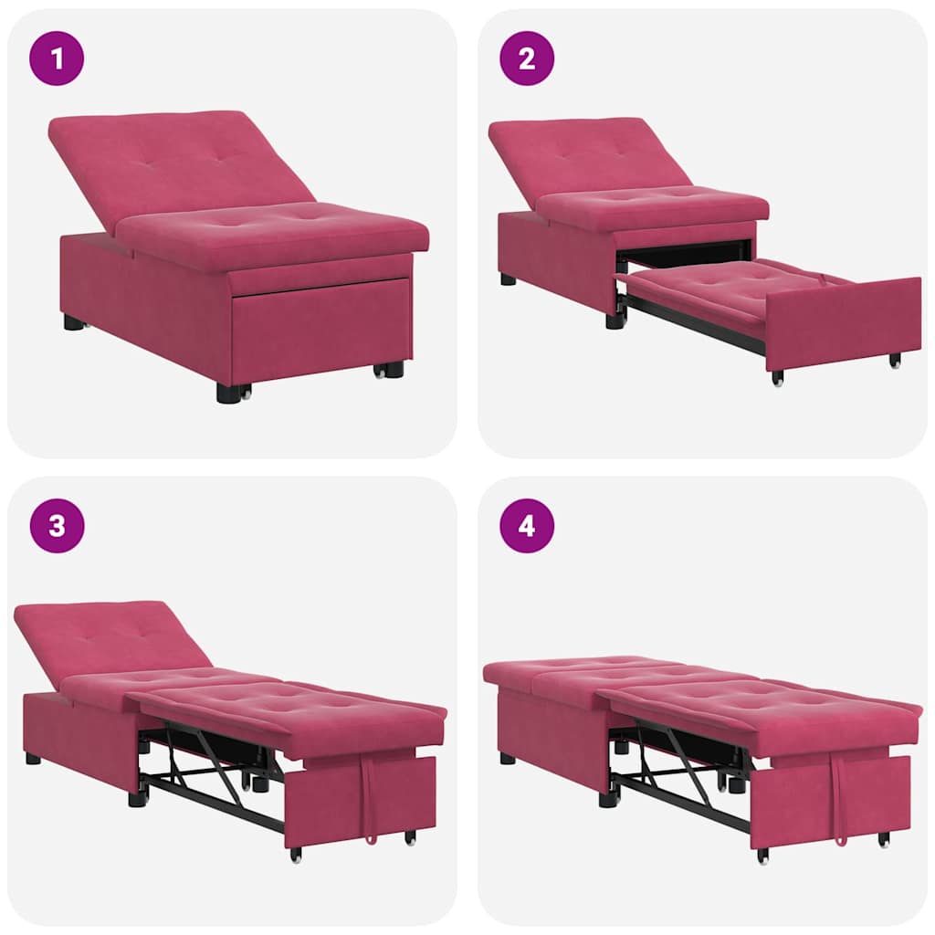 Canapea extensibilă bordo 67 x 194 x 38 cm Catifea GartenMobel Dekor
