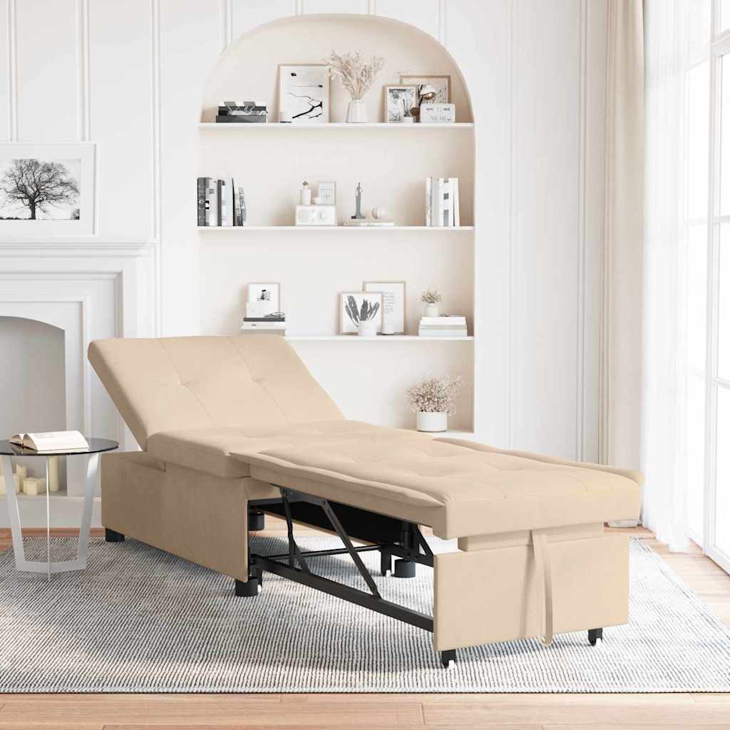 Pat canapea Crem 67 x 194 x 82 cm Material din microfibră GartenMobel Dekor