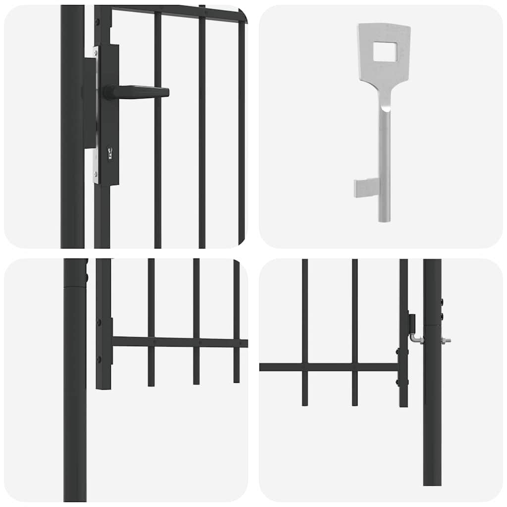 Poartă de gard Gri 100 x 100 cm Oțel acoperit cu pulbere GartenMobel Dekor