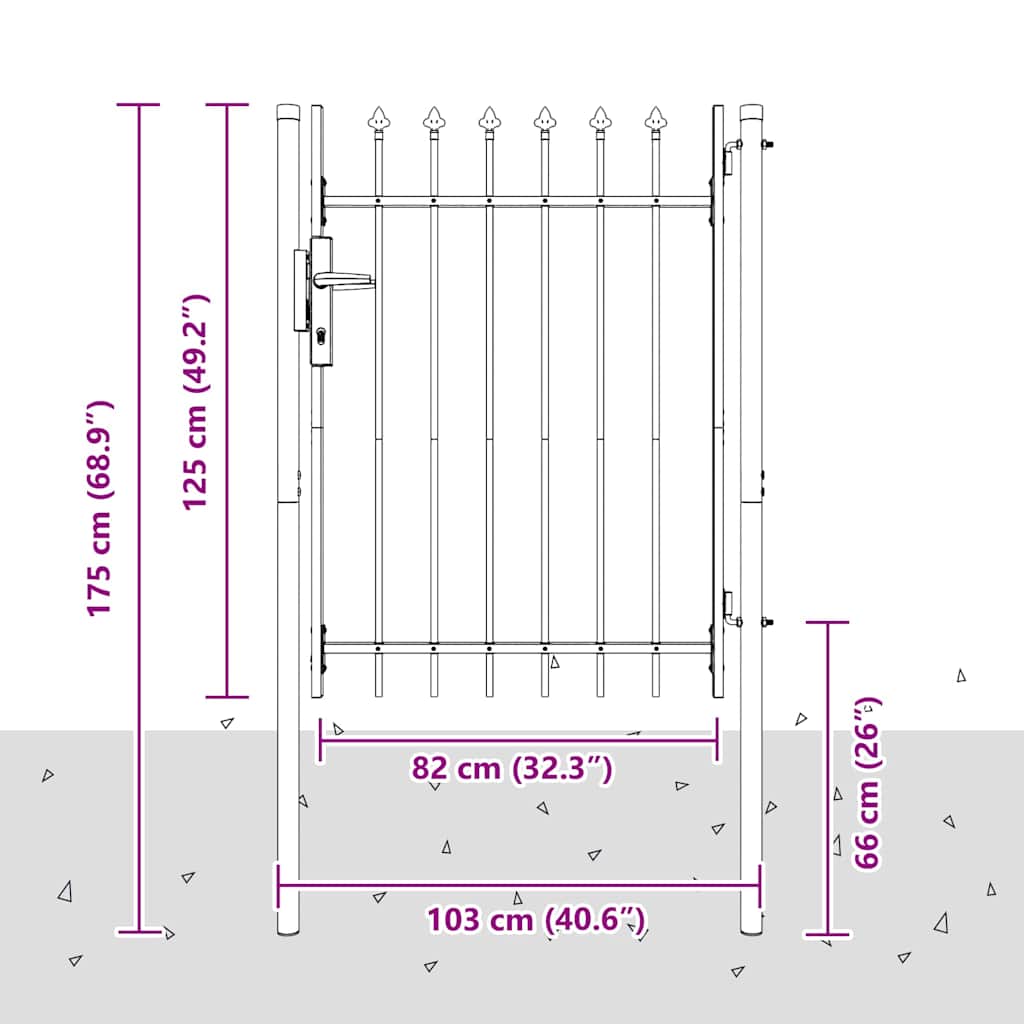 Poartă de gard Gri 100 x 120 cm Oțel acoperit cu pulbere GartenMobel Dekor