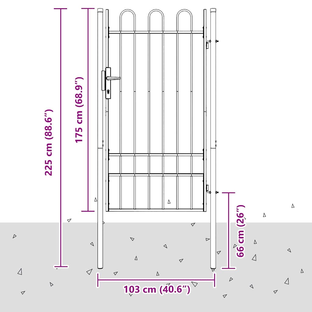 Poartă de gard Gri 100 x 175 cm Oțel acoperit cu pulbere GartenMobel Dekor