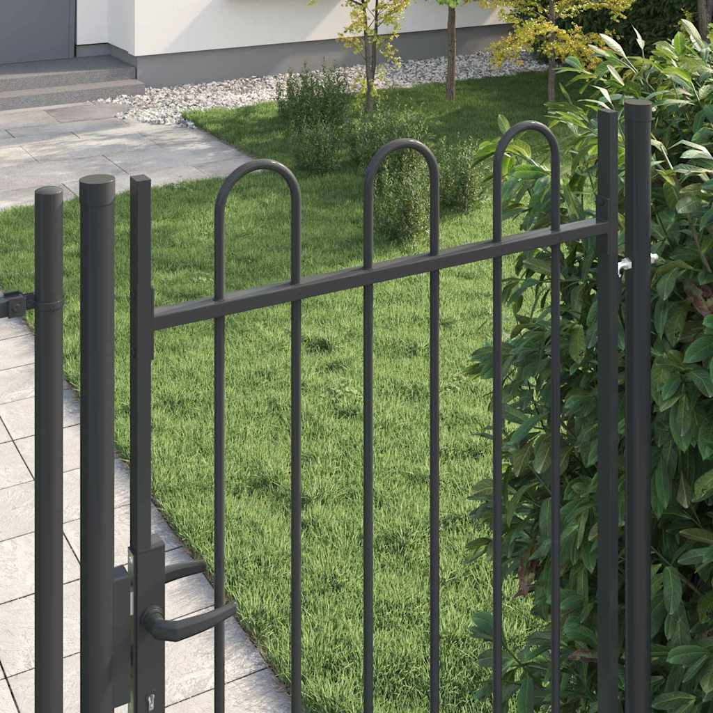 Poartă de gard Gri 100 x 175 cm Oțel acoperit cu pulbere GartenMobel Dekor