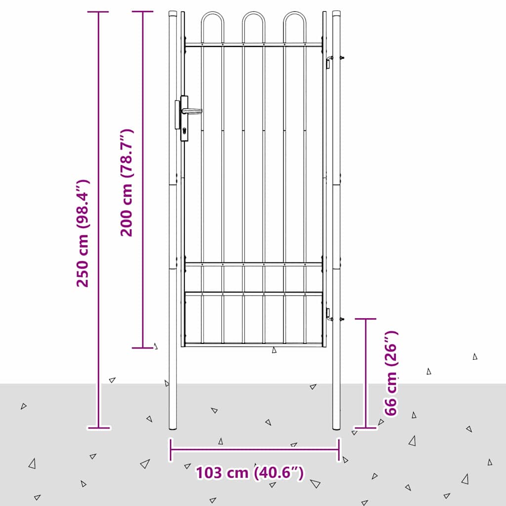 Poartă de gard Gri 100 x 200 cm Oțel acoperit cu pulbere GartenMobel Dekor
