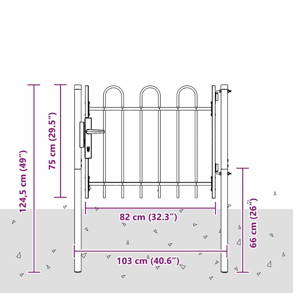 Poartă de gard Gri 100 x 75 cm Oțel acoperit cu pulbere GartenMobel Dekor