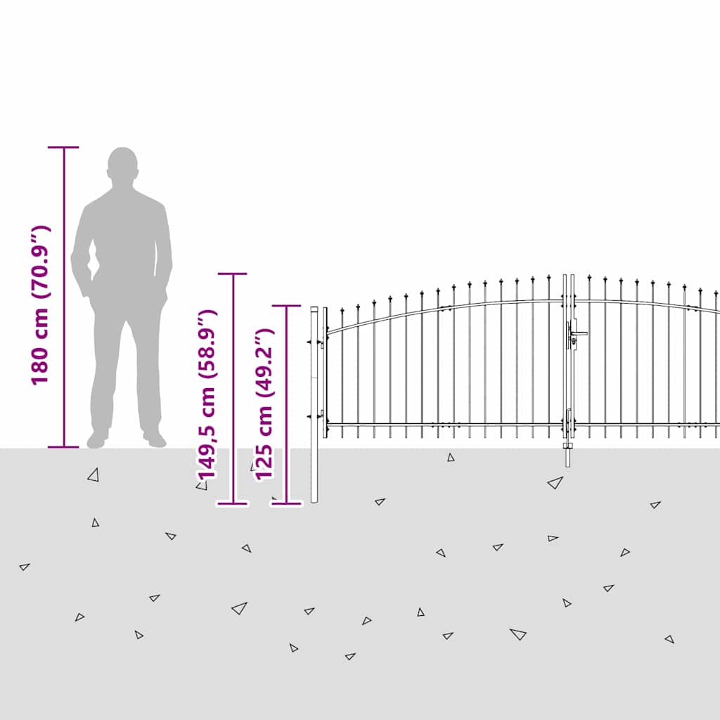 Poartă de grădină cu blocare Gri 100 x 400 cm Oțel GartenMobel Dekor