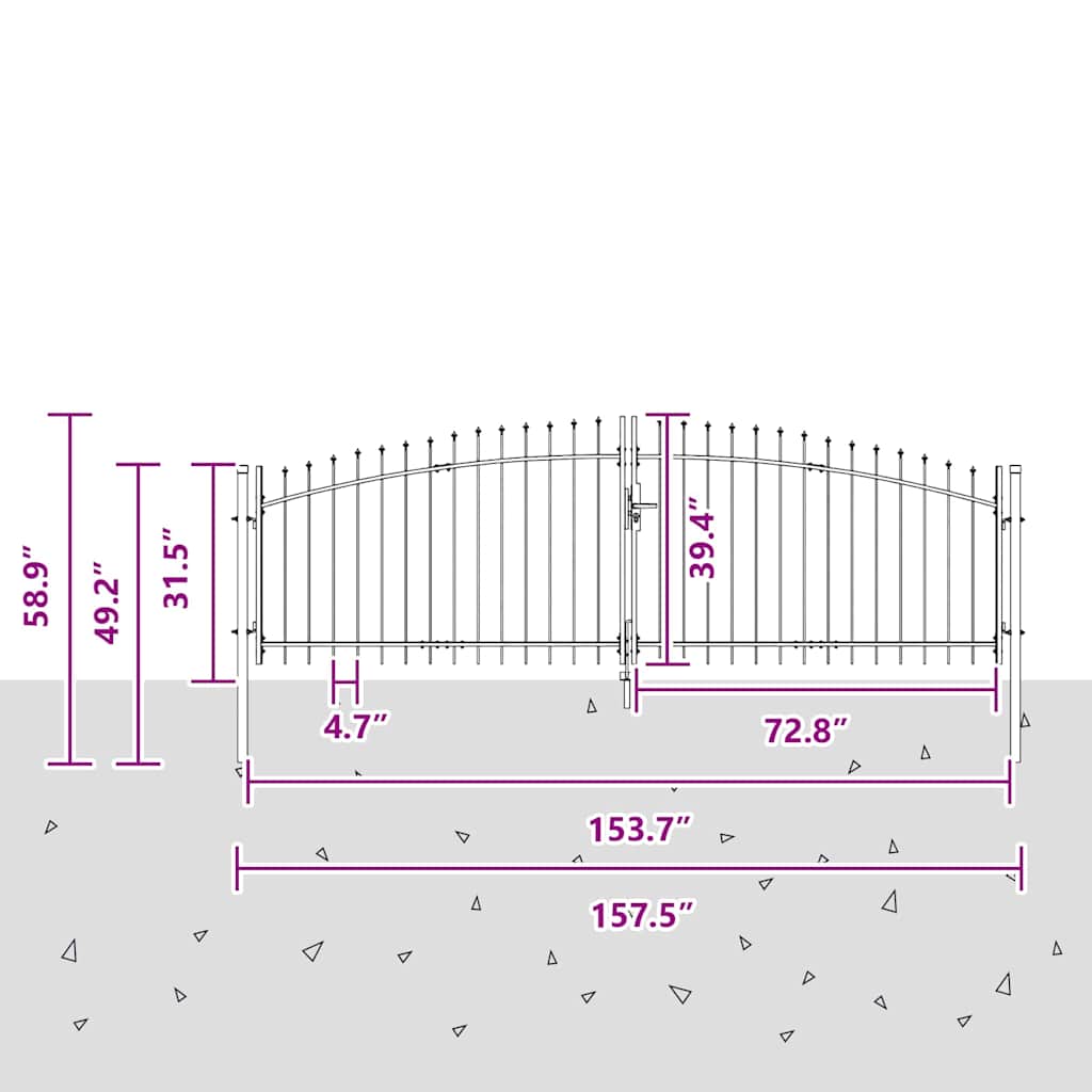 Poartă de grădină cu blocare Gri 100 x 400 cm Oțel GartenMobel Dekor