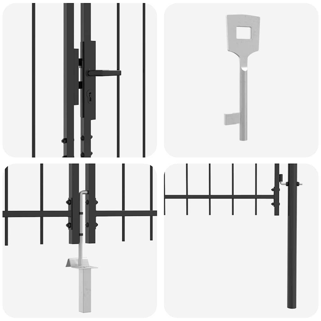 Poartă de grădină cu blocare Gri 150 x 300 cm Oțel GartenMobel Dekor