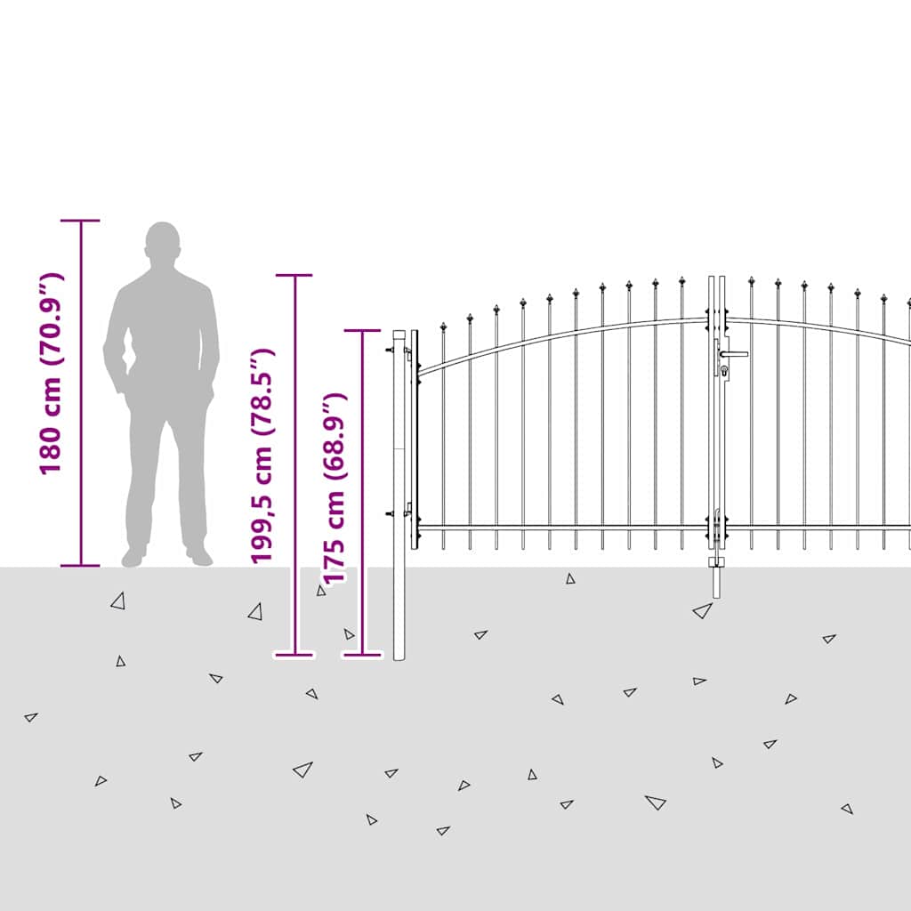 Poartă de grădină cu blocare Gri 150 x 300 cm Oțel GartenMobel Dekor