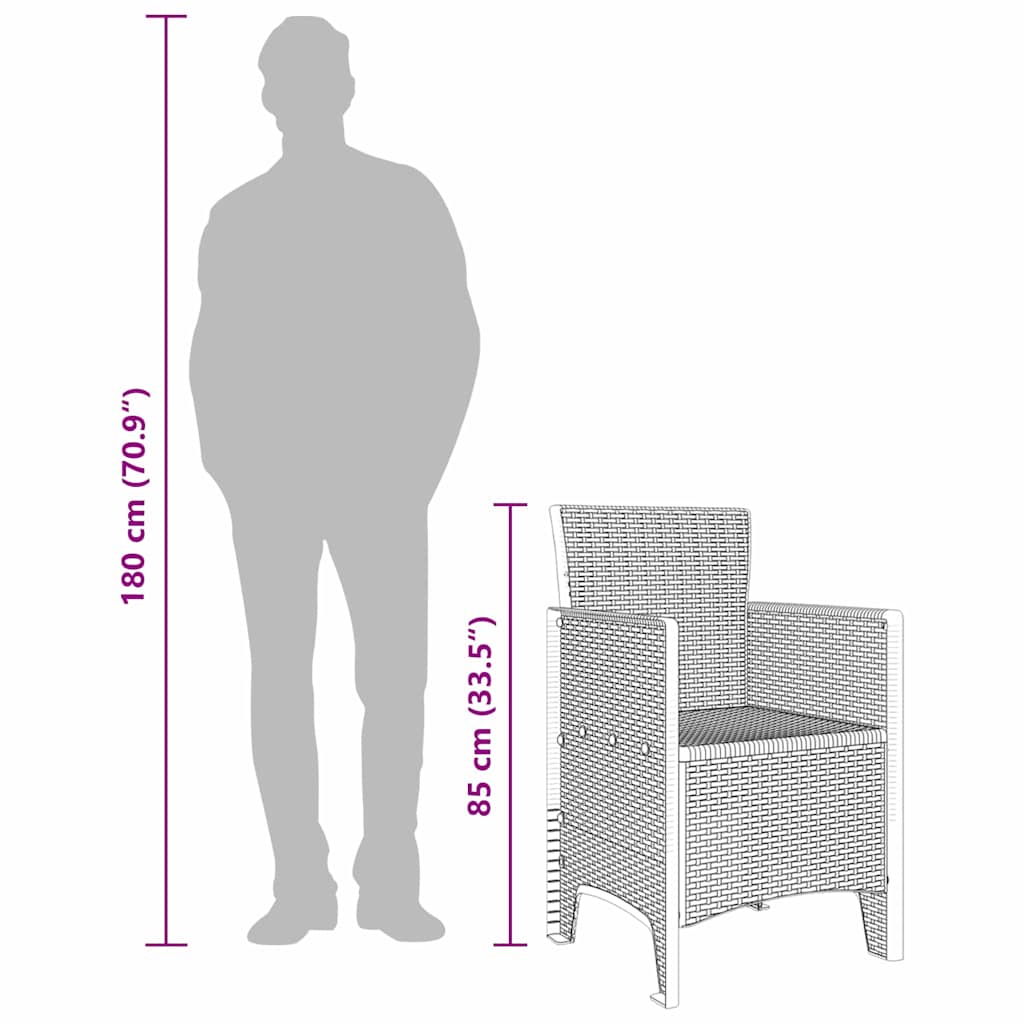 Scaun pentru Grădină 4 pcs Gri deschis GartenMobel Dekor