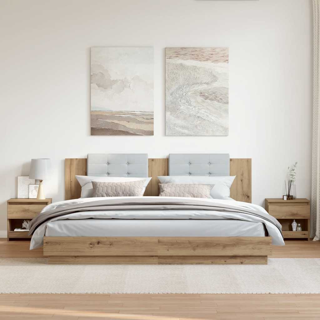 Noptiere 2 buc Stejar Artisan 40x30x39 cm Lemn prelucrat GartenMobel Dekor