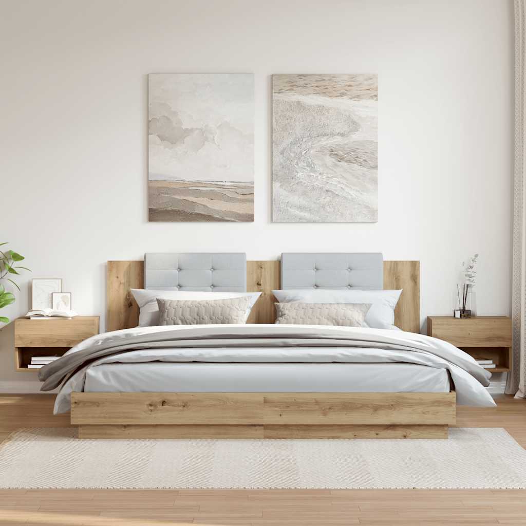 Noptiere de perete, 2 buc., stejar artizanal GartenMobel Dekor