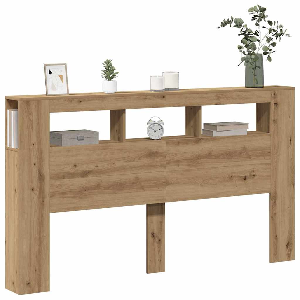 Tăblie de pat cu LED, stejar artizanal, 180x18,5x103,5 cm, lemn GartenMobel Dekor