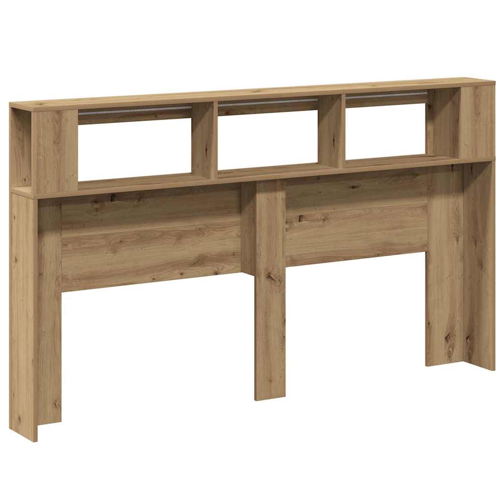 Tăblie de pat cu LED, stejar artizanal, 180x18,5x103,5 cm, lemn GartenMobel Dekor
