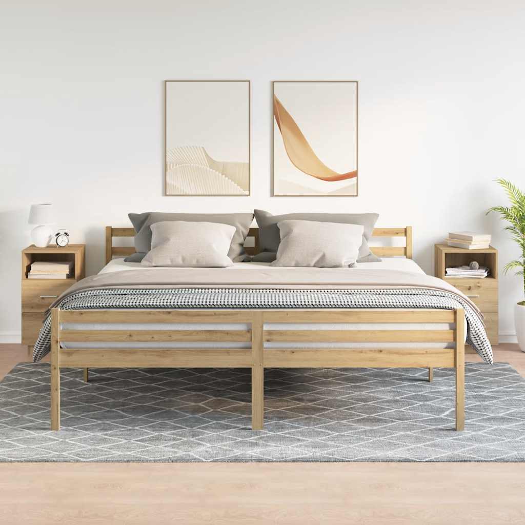 Noptiere 2 buc cu 2 sertare Stejar artizanal 36x36x68 cm GartenMobel Dekor