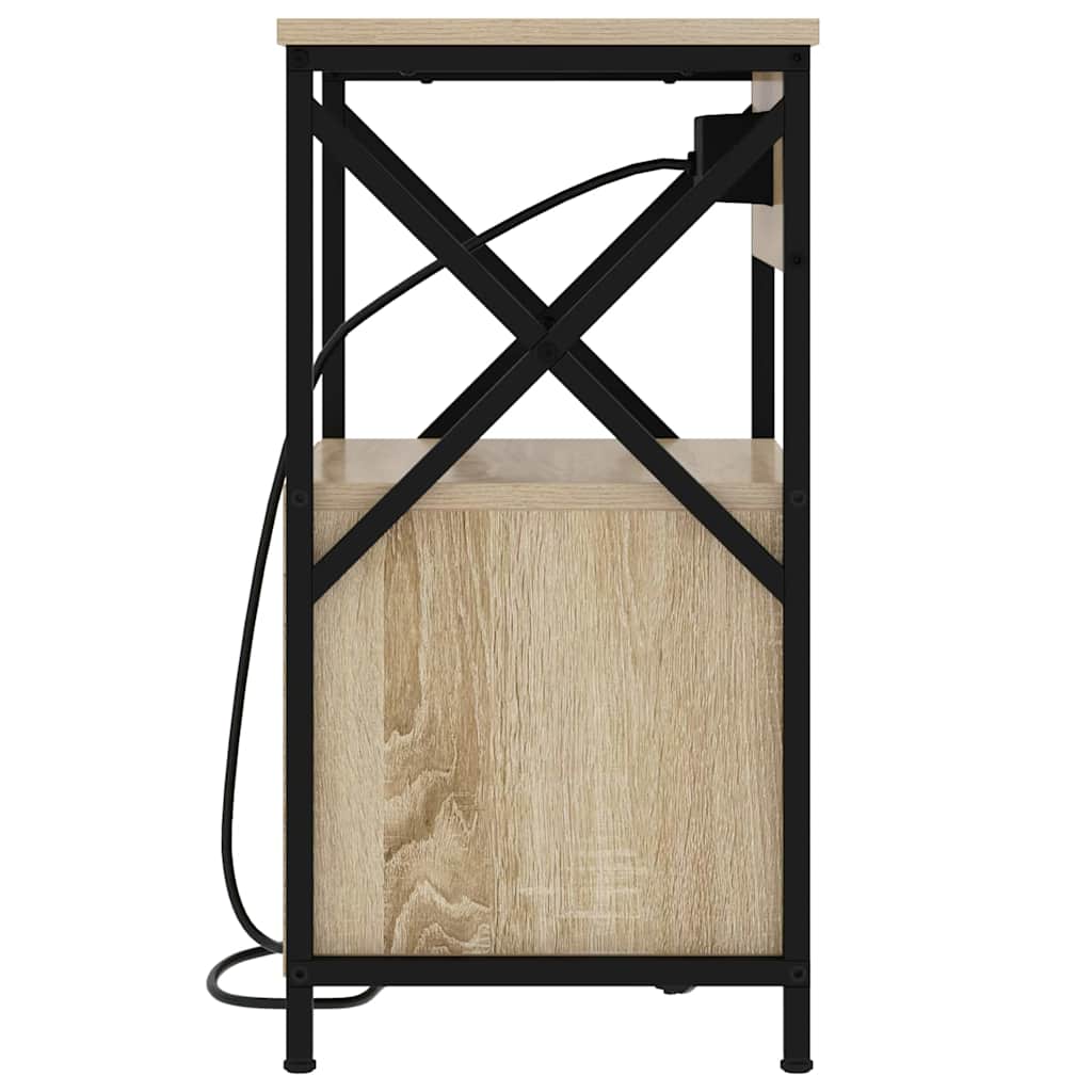Cabinet de noptiere cu stație de încărcare 2 pcs Stejar Sonoma GartenMobel Dekor