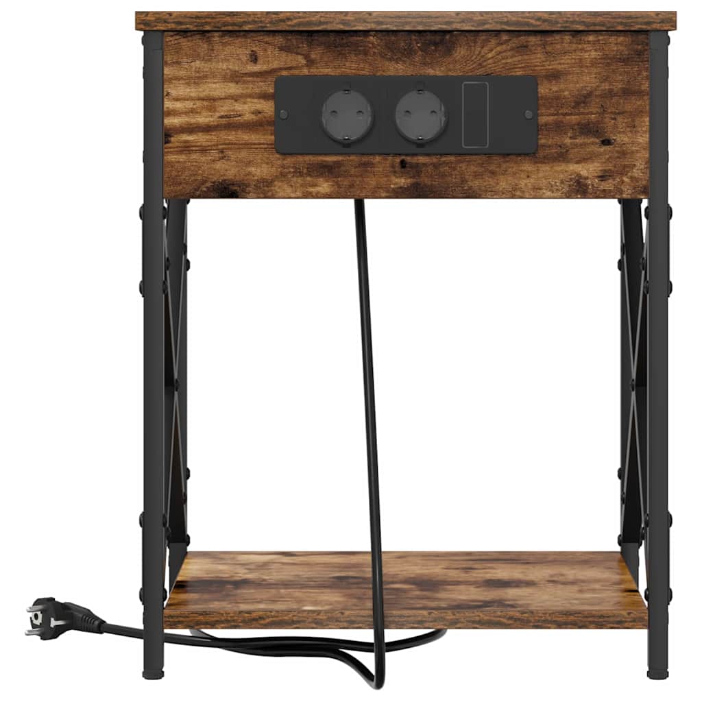 Cabinet de noptiere cu stație de încărcare 2 pcs Stejar afumat GartenMobel Dekor