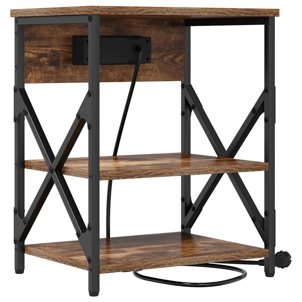 Cabinet de noptiere cu stație de încărcare 2 pcs Stejar afumat GartenMobel Dekor