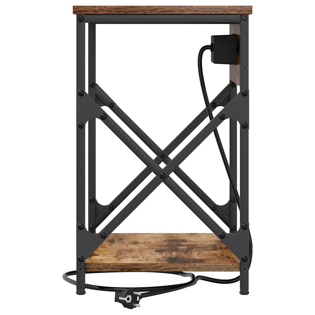 Cabinet de noptiere cu stație de încărcare 2 pcs Stejar afumat GartenMobel Dekor